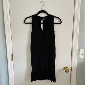 XOXO Little Black Dress Deep V Neck Ruffled Hem Size Samll